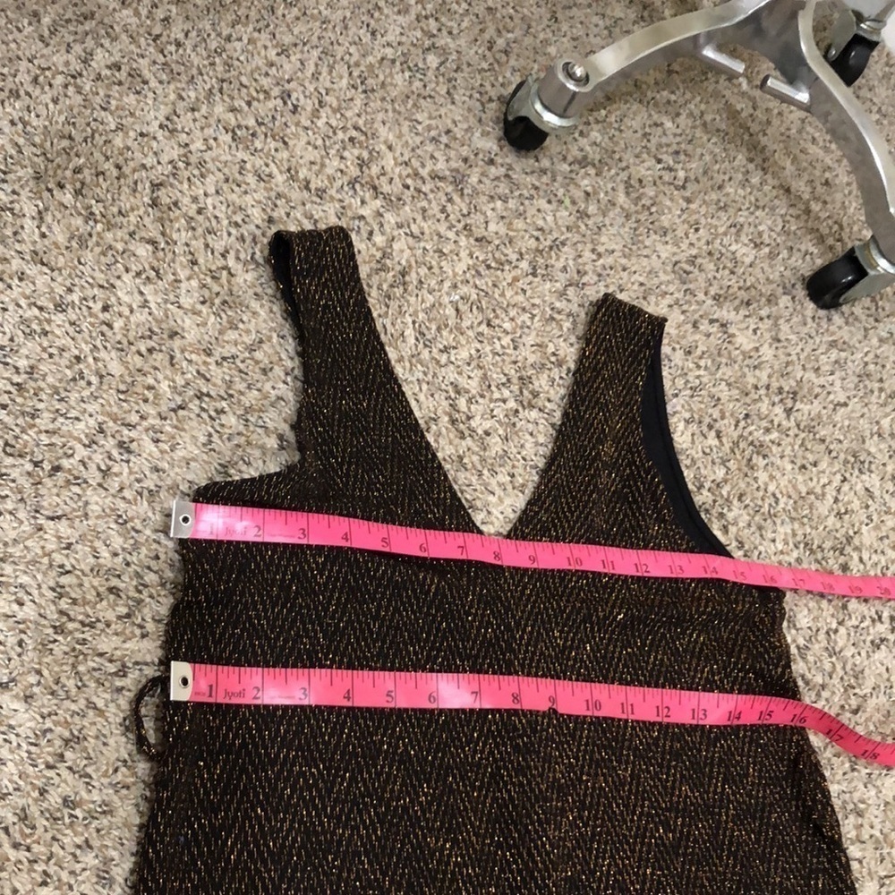 Francesca’s Collection Lush Wide Leg Jumpsuit Size Small Black Bronze Chevron - Picture 7 of 11